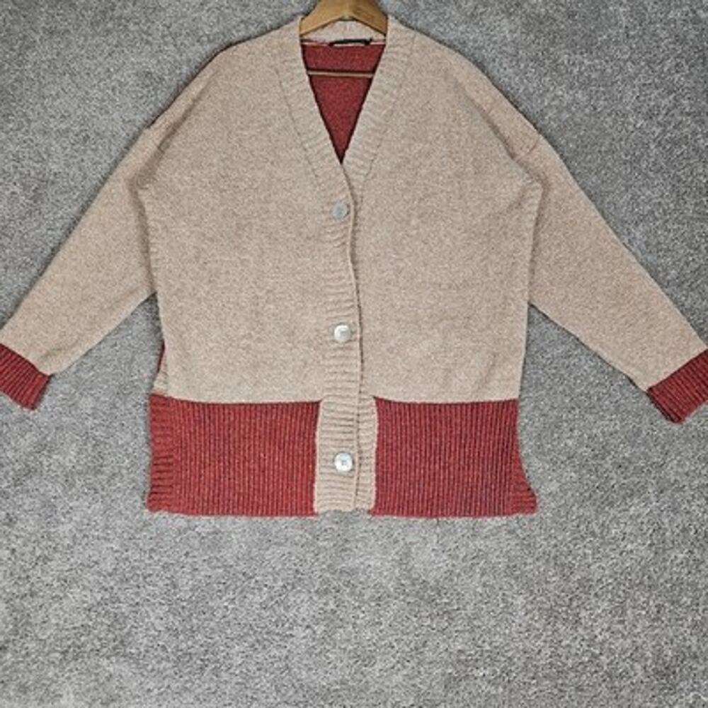 Irelands Eye Cardigan Sweater Women's XL Beige Wool Cashmere Silk Blend Cottage